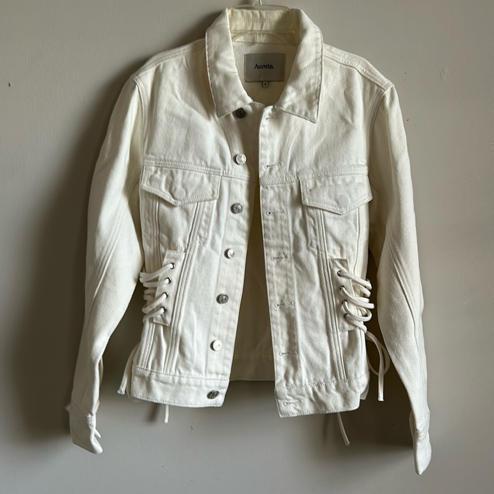 Aureta Lana white Denim lace up jacket S